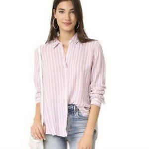 Rails Pink and White Striped Button Down Shirt